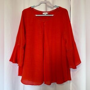 Orange. Studio JPR.  Gauze blouse. Sz 1X.